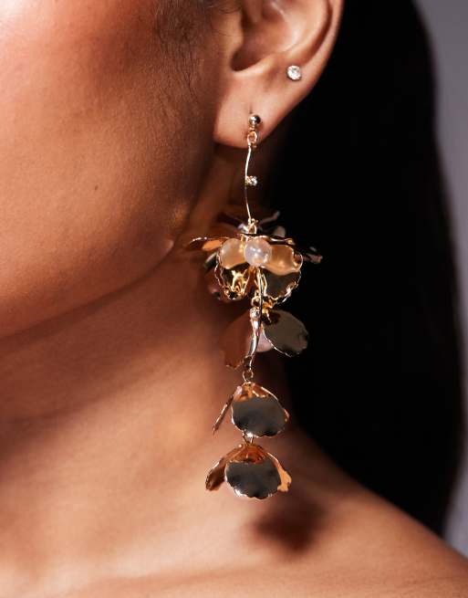 ALDO Serrenna Flower Petal Drop Earrings In Gold