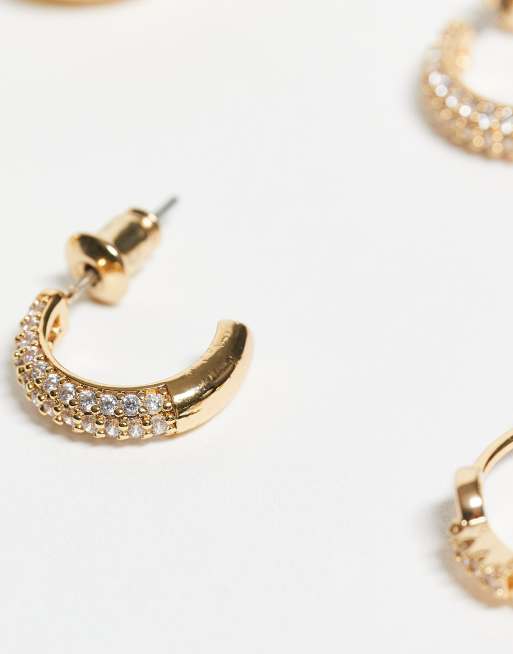 ALDO Sophiiaa Pack Of 3 Pave Teardrop And Chain Earrings In Gold