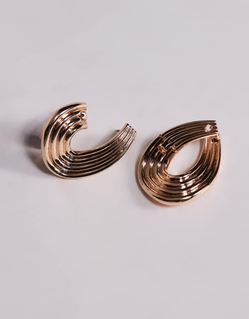 ALDO Zorraa Statement Ridged Hoop Stud Earrings In Gold