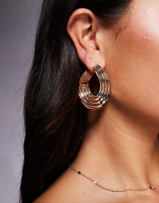 ALDO zorraa statement ridged hoop stud earrings in gold