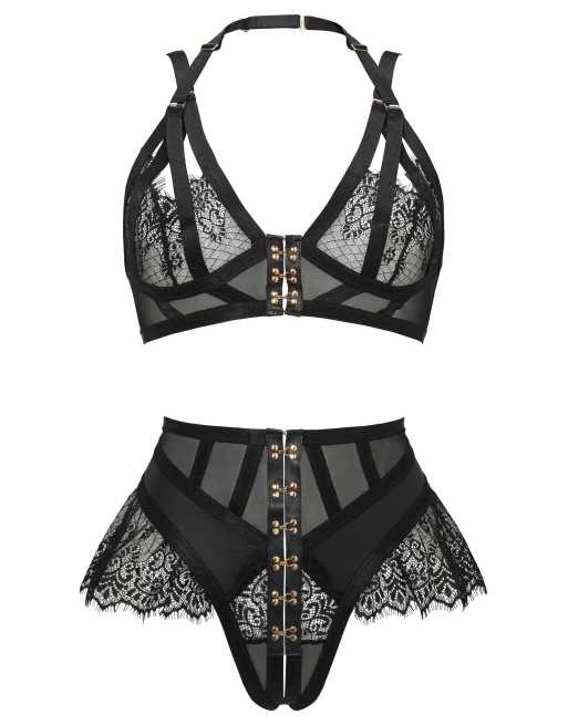 Ann Summers Exuberant Crotchless Set In Black