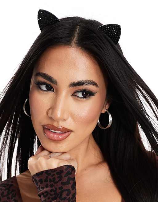 Ann Summers halloween diamante cat ears headband in black