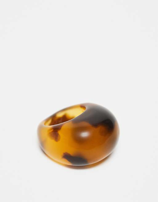 ARKET acetate chunky ring in brown tortoise