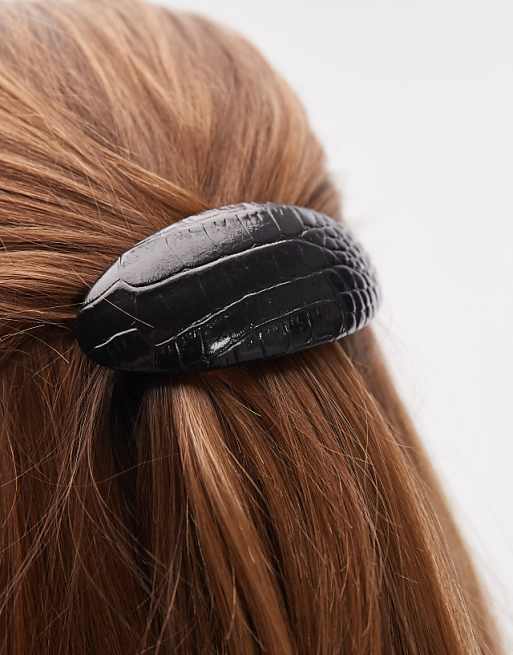 ARKET acetate oval hair clip in dark brown