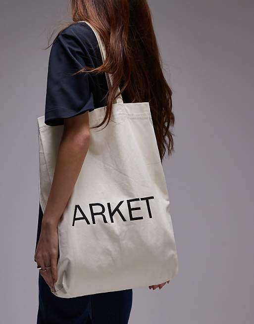 ARKET Canvas Tote Bag In Off White