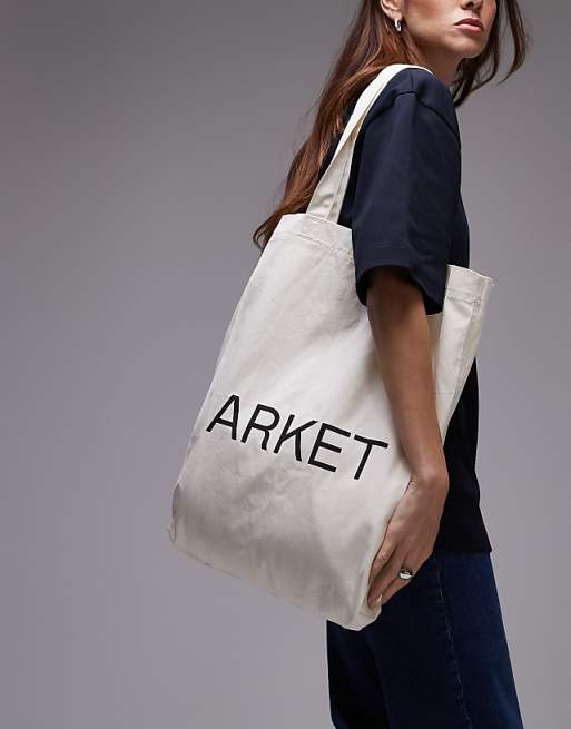 ARKET canvas tote bag in off white