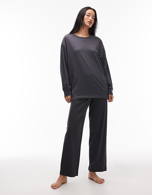 ARKET Mix And Match Pure Cotton Lounge Soft Long Sleeve Pyjama Top In Dark Blue