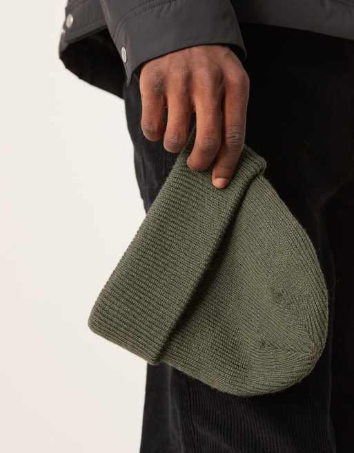ARKET Premium Ribbed Beanie In Dark Green