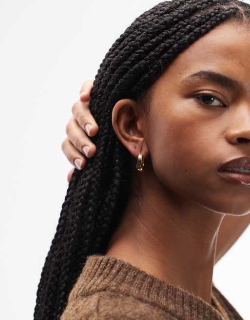 ARKET Square Hoop Earrings In Silver In Gold Plaited Brass