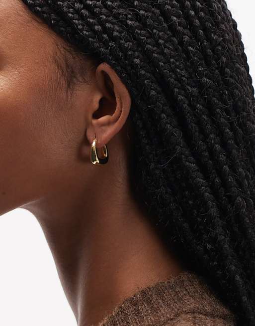 ARKET square hoop earrings in silver in gold plaited brass