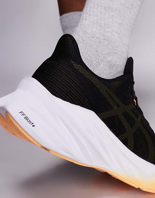 Asics Dynablast 5 Running Trainers In Black And Brown Stone