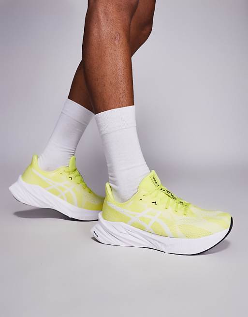 Asics Dynablast 5 running trainers in citron and white