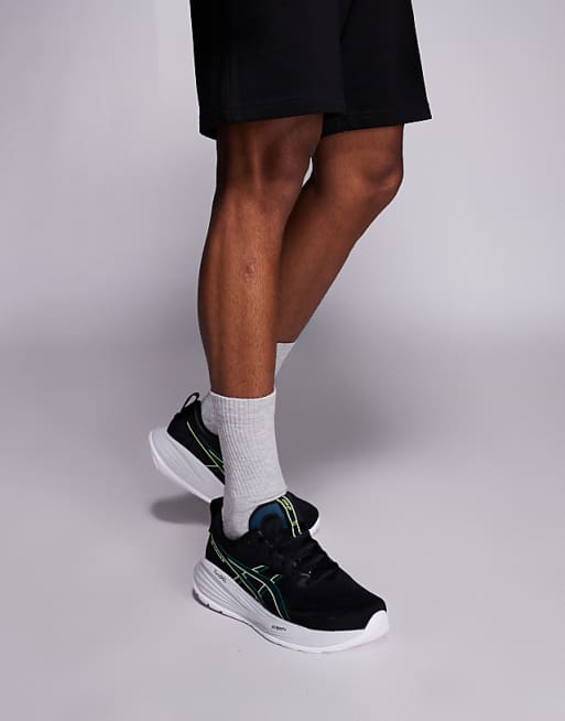 Asics Gel-Cumulus 27 Running Trainers In Black And Lucid Yellow