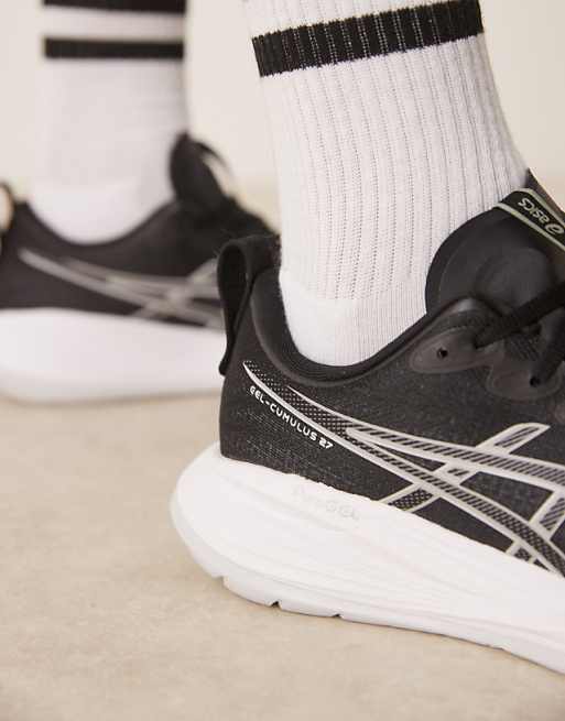 Asics Gel-Cumulus 27 Running Trainers In Black And Concrete