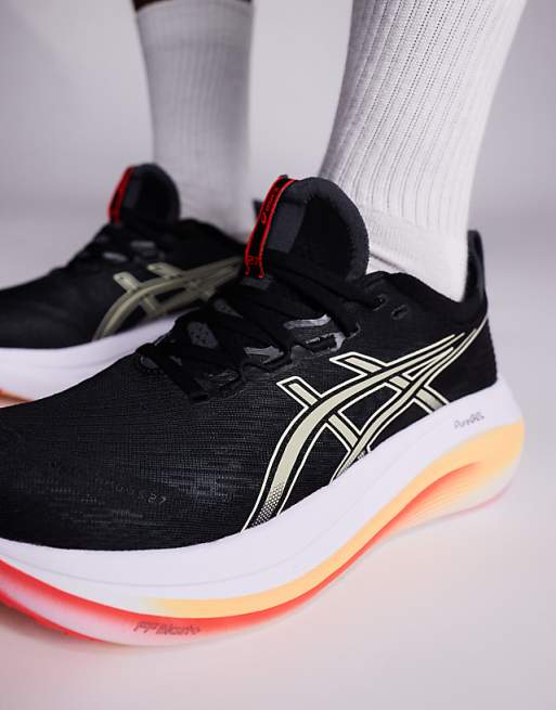 Asics Gel-Nimbus 27 Running Trainers In Black And Khaki