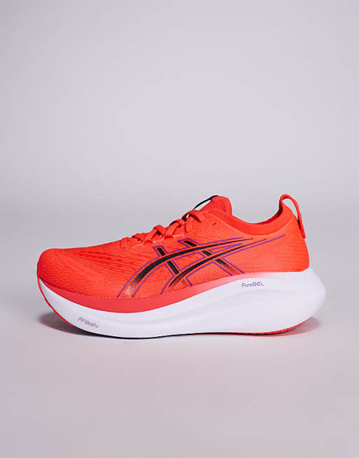 Asics Gel-Nimbus 27 Running Trainers In Flash Red And Black