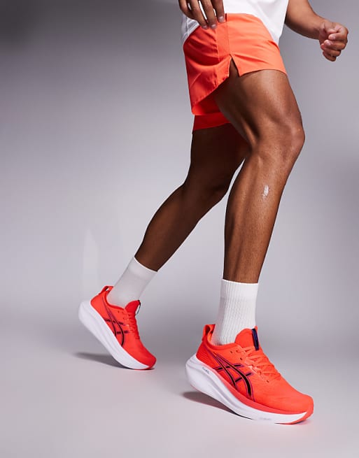 Asics Gel-Nimbus 27 Running Trainers In Flash Red And Black