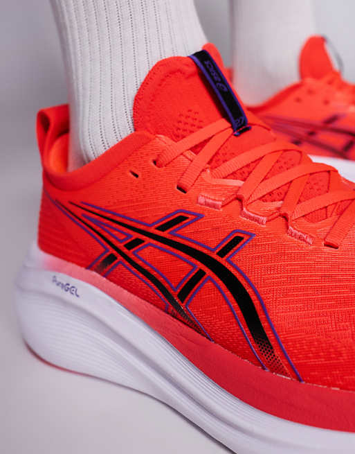 Asics Gel-Nimbus 27 Running Trainers In Flash Red And Black