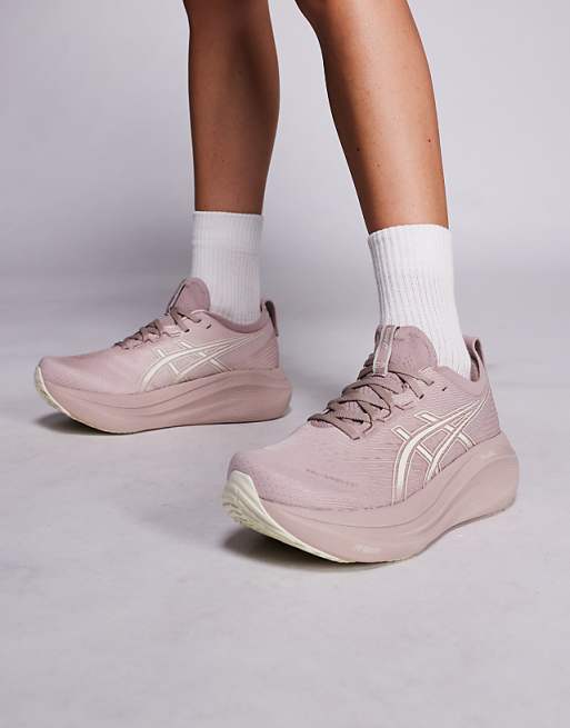 Asics Gel-Nimbus 27 running trainers in taupe