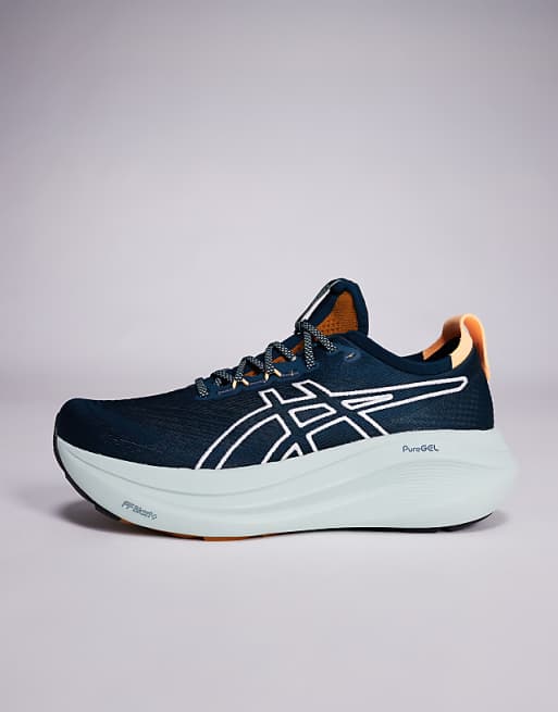 Asics Gel-Nimbus 27 Tr Running Trainers In Stone And Tranquil Teal