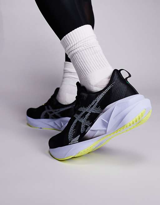 Asics Novablast 5 Running Trainers In Black And Blue Fade