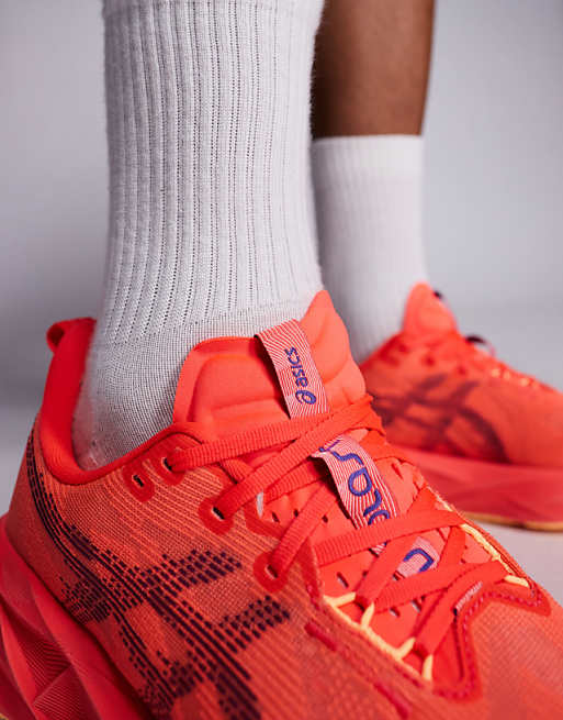 Asics Novablast 5 Running Trainers In Flash Red And Edo Purple