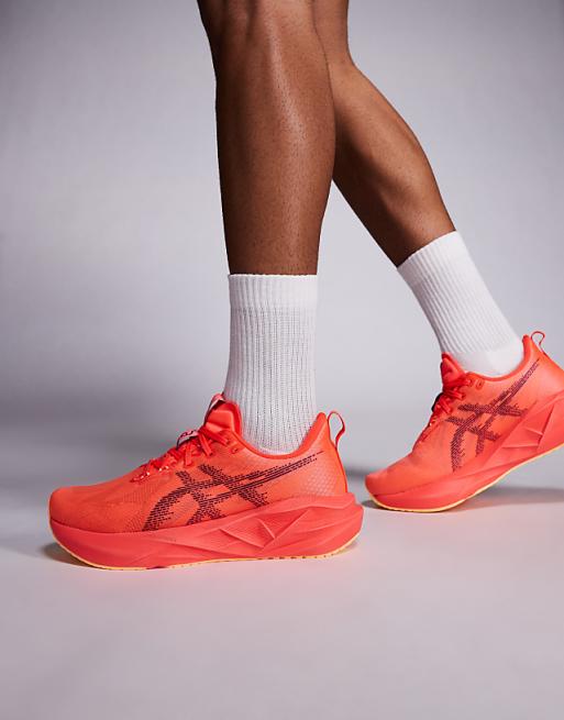Asics Novablast 5 Running Trainers In Flash Red And Edo Purple
