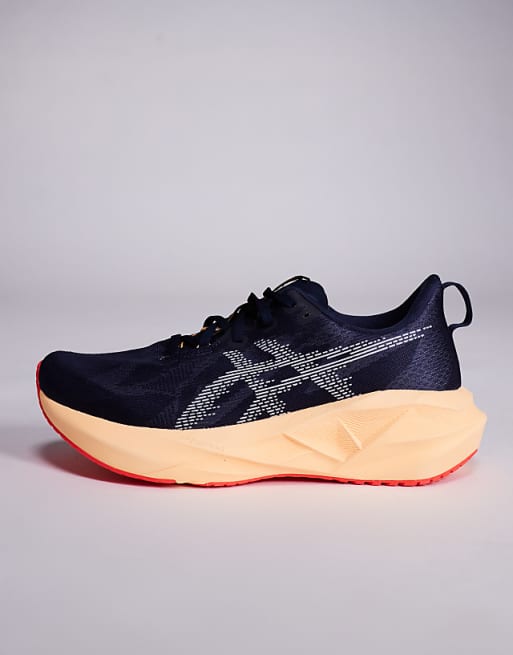 Asics Novablast 5 Running Trainers In Midnight And Orange Glow