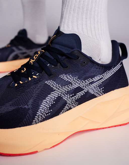 Asics Novablast 5 Running Trainers In Midnight And Orange Glow