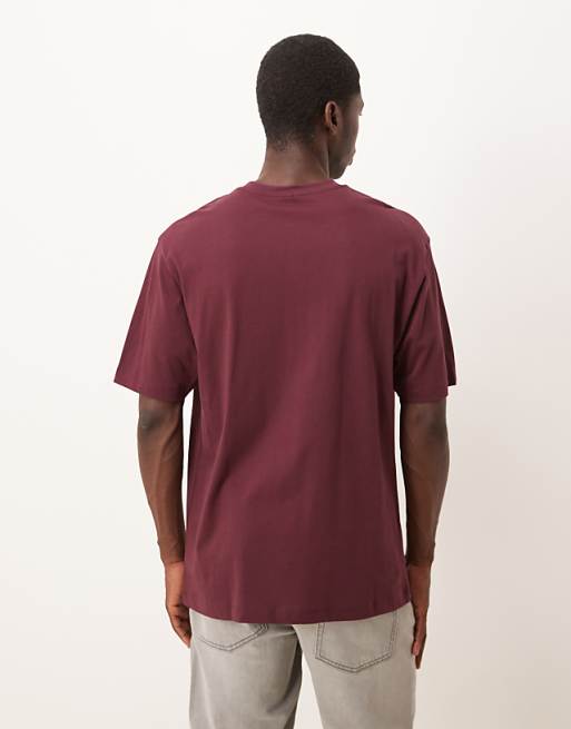 DEISGN Relaxed Fit T-shirt With Print Detail In Burgundy