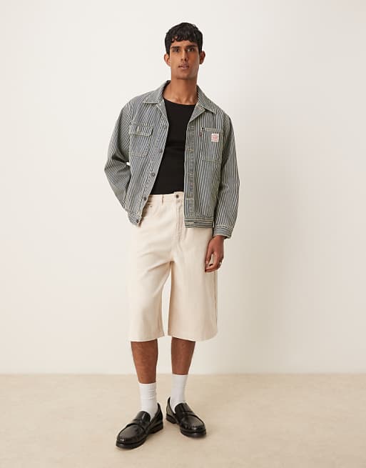 DESGIN oversized denim jort in beige