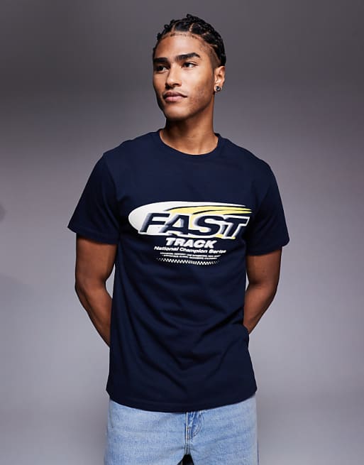 DESGIN t-shirt with sports graphic in navy