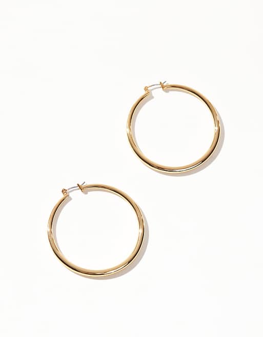 DESIGN 14k Gold Plated Earrings With Graduated Skinny Hoop Detail