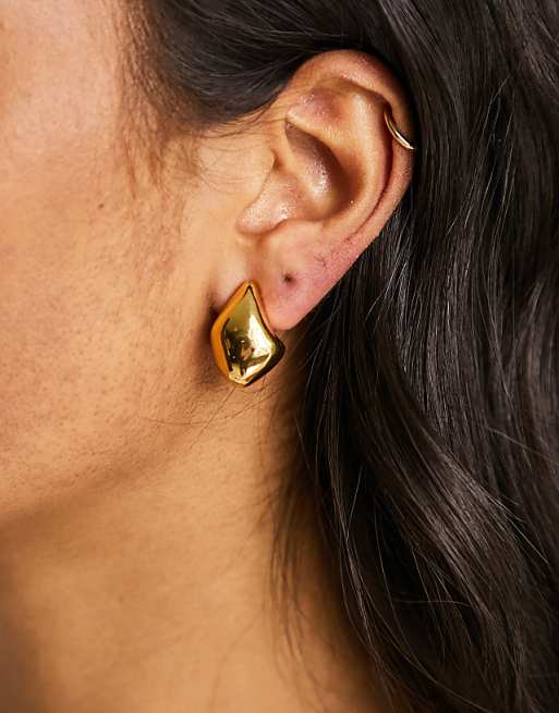 DESIGN 14k Gold Plated Earrings With Molten Stud Design