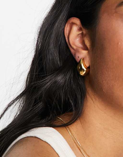 DESIGN 14k Gold Plated Earrings With Molten Stud Design
