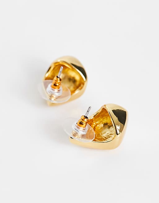 DESIGN 14k Gold Plated Earrings With Molten Stud Design