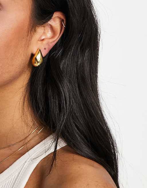 DESIGN 14k gold plated earrings with molten stud design