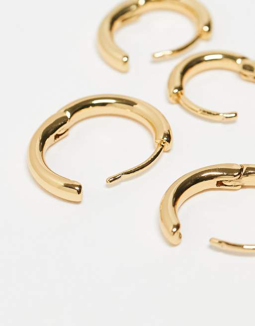 DESIGN 14k Gold Plated Pack Of 2 Hoops In Graduating Sizes