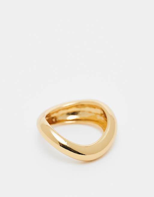 DESIGN 14k gold plated ring with wave design