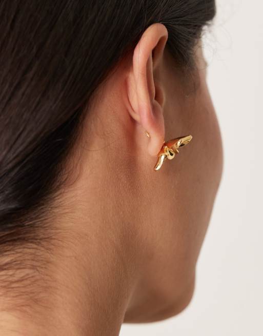 DESIGN 14k Gold Plated Stud Earrings With Small Floral Design