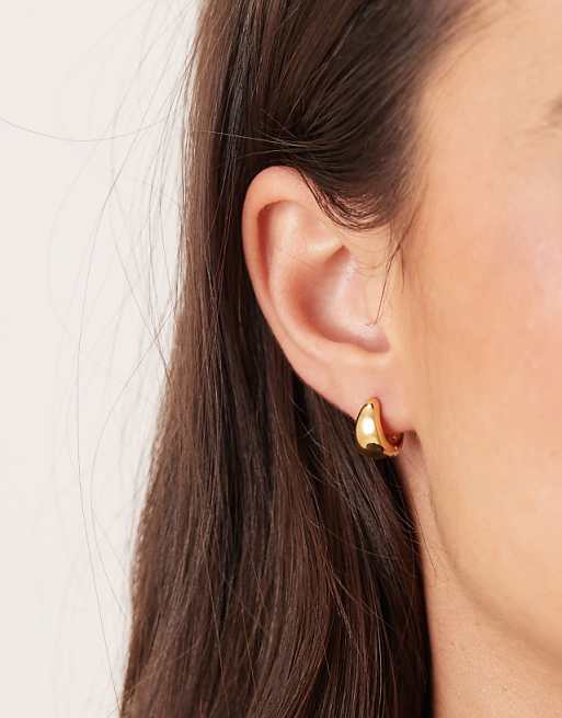 DESIGN 14k gold plated wide huggie hoops in gold tone