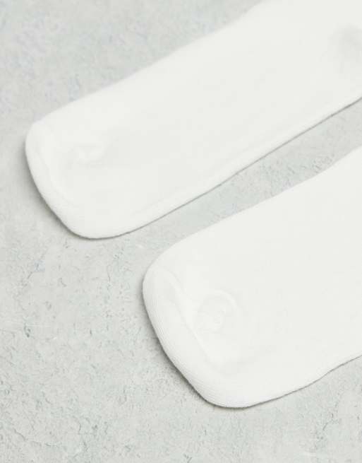 DESIGN 2 Pack Frill Top Ankle Socks In White