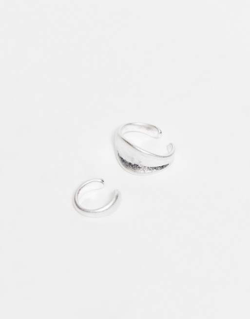DESIGN 2 Pack Molten Ear Cuffs In Silver