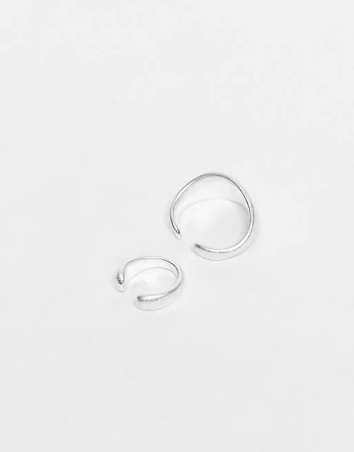 DESIGN 2 pack molten ear cuffs in silver