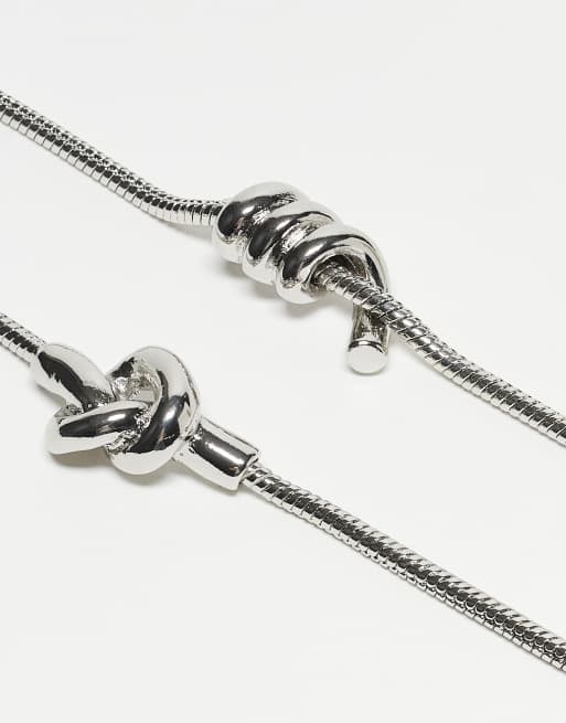 DESIGN 2 Pack Of Chain Bracelets With Chunky Knot Design In Silver Tone