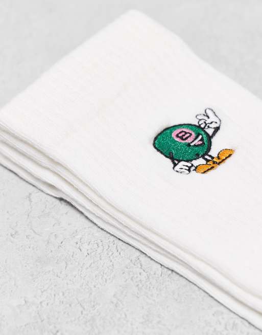 DESIGN 2 Pack Socks With Characters Embroidery In White