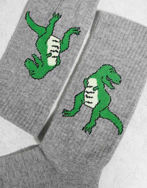 DESIGN 2 Pack Socks With Dinosaur Graphic In Multi