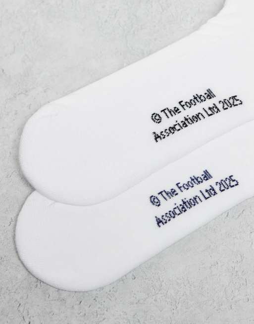 DESIGN 2 Pack Socks With England Embroidery In White