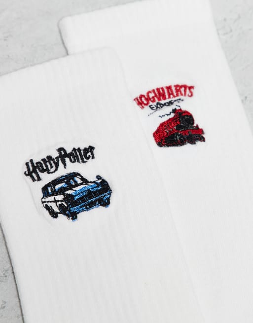 DESIGN 2 Pack Socks With Harry Potter Graphic In White