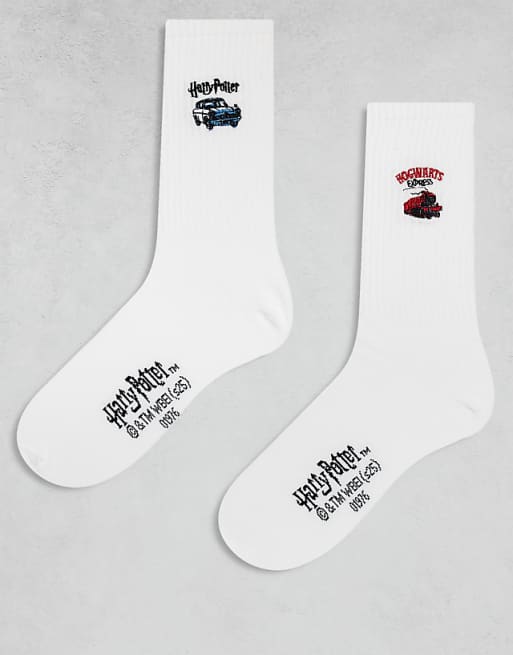 DESIGN 2 pack socks with Harry Potter graphic in white